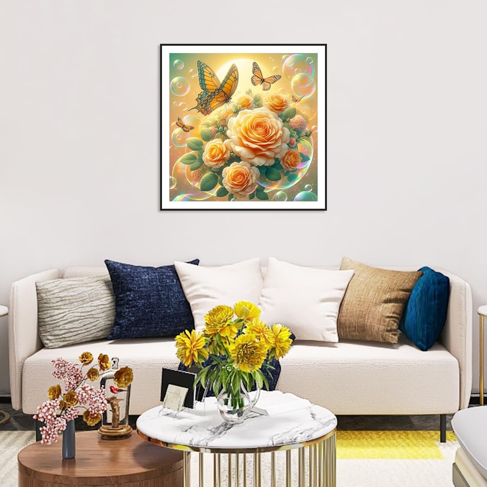 Anuver Diamond Art Flower Kits for Adults, Full Drill Rose Diamond Art Kits for Beginner, 5D DIY Diamond Painting Kits for Home Wall Decor, 12x12 Inch Anuver