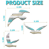 HINGTAI 3Pcs Wood Seagull Beach Wall Decor, Wall Art Beach Decorations Nautical Self-adhesive Seagull Decorations Coastal Themed Decors, Beach Seagull Ocean Decorations for Home Bedroom Living Room HINGTAI