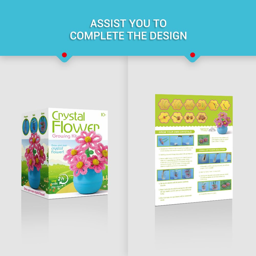 Crystal Flower Growing Kit - Crafts for Girls Ages 6-8 - Create Flowers Crystals Science Experiment Kit - STEM Educational Toys Gifts for 6+ Eggbox