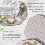 UMIRRO Absorbent Felt Coasters for Drinks with Silicone Case, Rustic Country Farmhouse Cup Coaster Set for Wooden Coffee Table Decor, Boho Tile Design, Brown, 4", 4 Pack Umirro