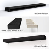 SAUMONIERES Fireplace Mantel Shelves 60 Inch Solid Wood Wall Mounted Long Floating Shelf Hollow, Black SAUMONIERES