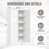 Yizosh Metal Storage Cabinet with 2 Doors and 4 Adjustable Shelves,- 72" White Kitchen Pantry Storage Cabinet for Kitchen,Living Room,Dining Room Yizosh