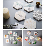 Sublimation Blanks Coasters for Drinks, Ceramic Drink Coaster with Cork Backing Pads Heat Transfer Cup Coaster for DIY Crafts Painting Home Decor, 6pcs Hexagon HooAMI