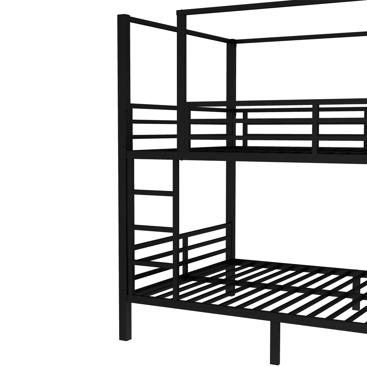 LUMISOL Quad Bunk Bed, Full Size Bunk Bed for 4 with Built-in Storage Shelves & Wardrobe, Noise Reduced, Black LUMISOL