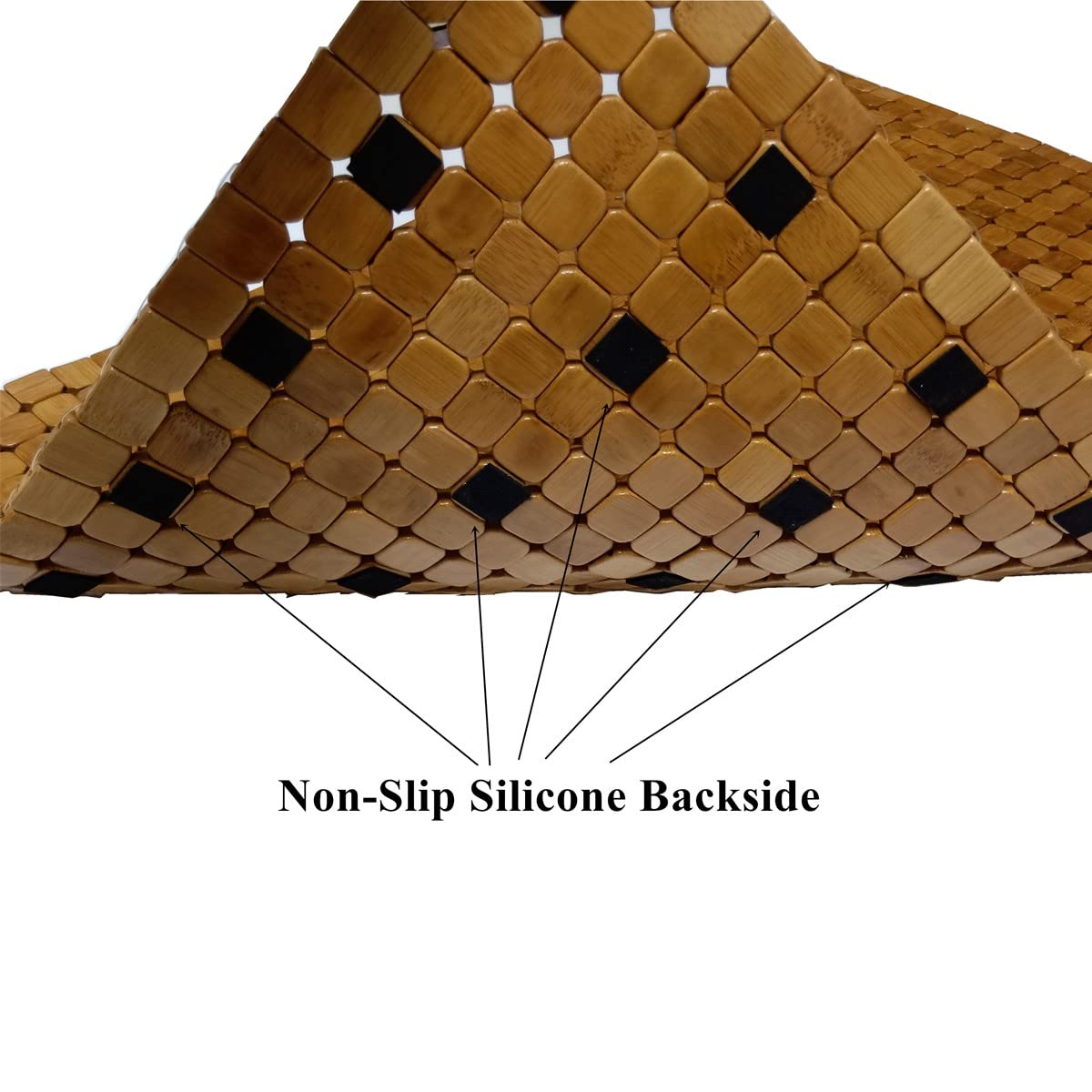 HJJKKH Bamboo Bath Mat with 15.7X23.6 inch,Nature Bamboo Wooden Bathroom Mat,Non Slip and Foldable Floor Shower Bath Mat for Bathroom,Bathtub,Shower,Sauna,Hot Tub HJJKKH