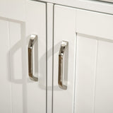 HOMCOM Kitchen Island with Storage Cabinet and 2-Level Rubber Wood Tabletop, Island Table with Adjustable Shelves and Drawers, White HOMCOM