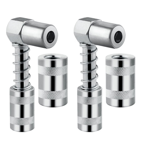 SURIEEN 90 Degree Grease Coupler Adapter with Sleeves, 3 Jaw Angle Grease Fitting Tool, 90 Degree Grease Gun Coupler Snaps onto Grease Fittings in Tight Spaces for Auto, Farm, Truck - 4 Pieces SURIEEN