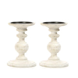 Hosley Set of 2 White Wooden Pillar Candle Holder Country Style 7 Inch High Ideal Gift for Wedding Party Special Occasion or as a Candle Holder Hosley