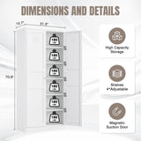 Yizosh Metal Storage Cabinet with 2 Doors and 5 Adjustable Shelves - 71" White Kitchen Pantry Storage Cabinet, 5-Tier Tall Steel Cabinet Locker for Kitchen, Living Room, Dining Room Yizosh