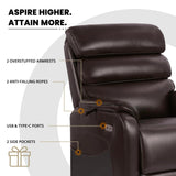 EONIX Wide Lay Flat Power Lift Recliner Chair for Elderly, Oversized Breathable Leather Electric Lift Chairs, 400lbs Heavy Duty Power Recliner with Heat and Massage, SLRY004063, Dark Brown EONIX