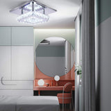 diisunbihuo Modern Crystal Chandelier 7.9 Inches Led Ceiling Light Mini Square Flush Mount Ceiling Light for Bedrooms Dinning Rooms Hallway(Cool White,15W) diisunbihuo