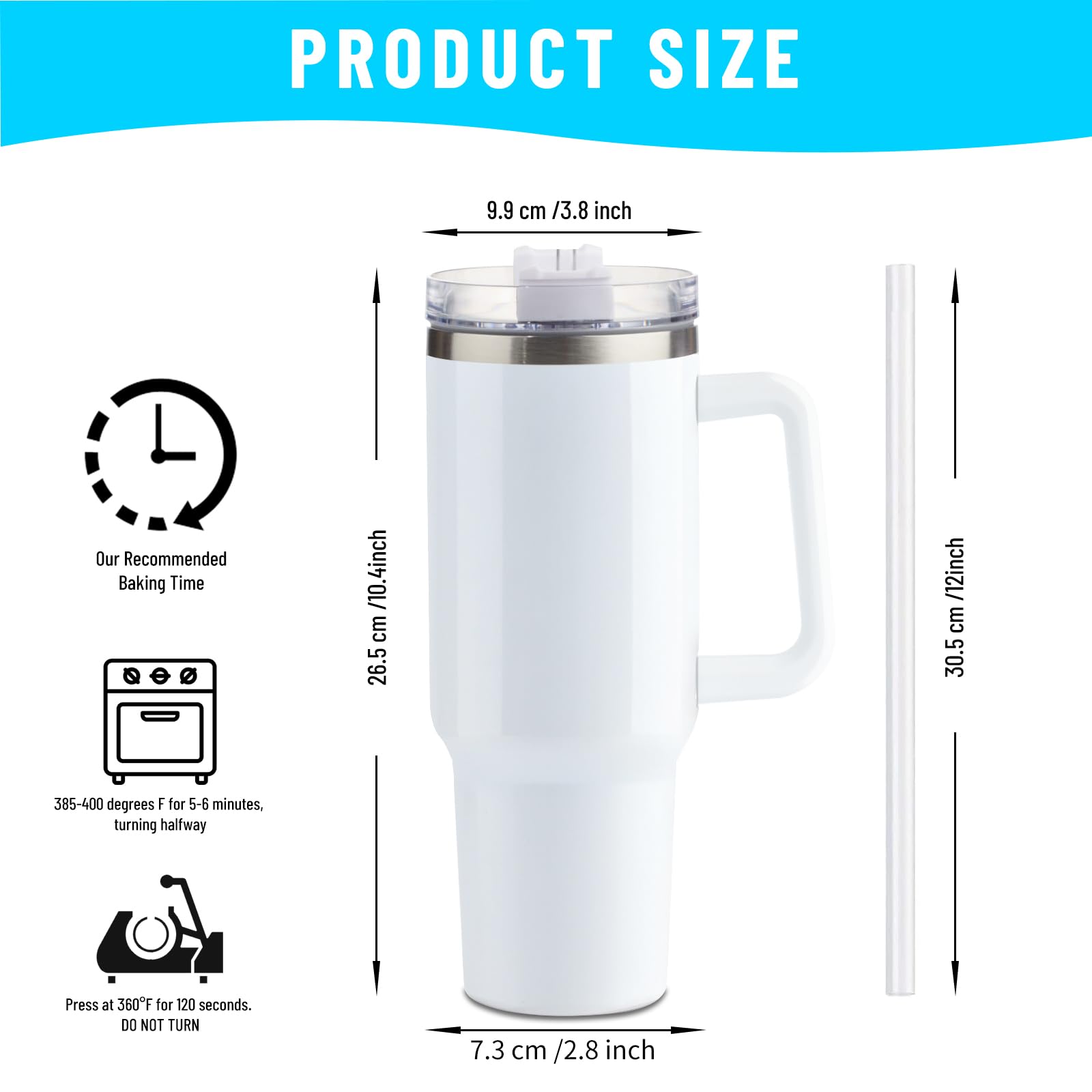 40oz Sublimation Tumbler With Handle And Straw Lid, Stanley Dupe 40oz Sublimation Tumbler With Removable Handle,Stainless Steel Double Wall Insulated Tumbler Blanks For Heat Transfer - WoodArtSupply