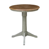 IC International Concepts 30" Round Top Pedestal Counter Height-Distressed Hickory/Stone Finish Dining Tables IC International Concepts