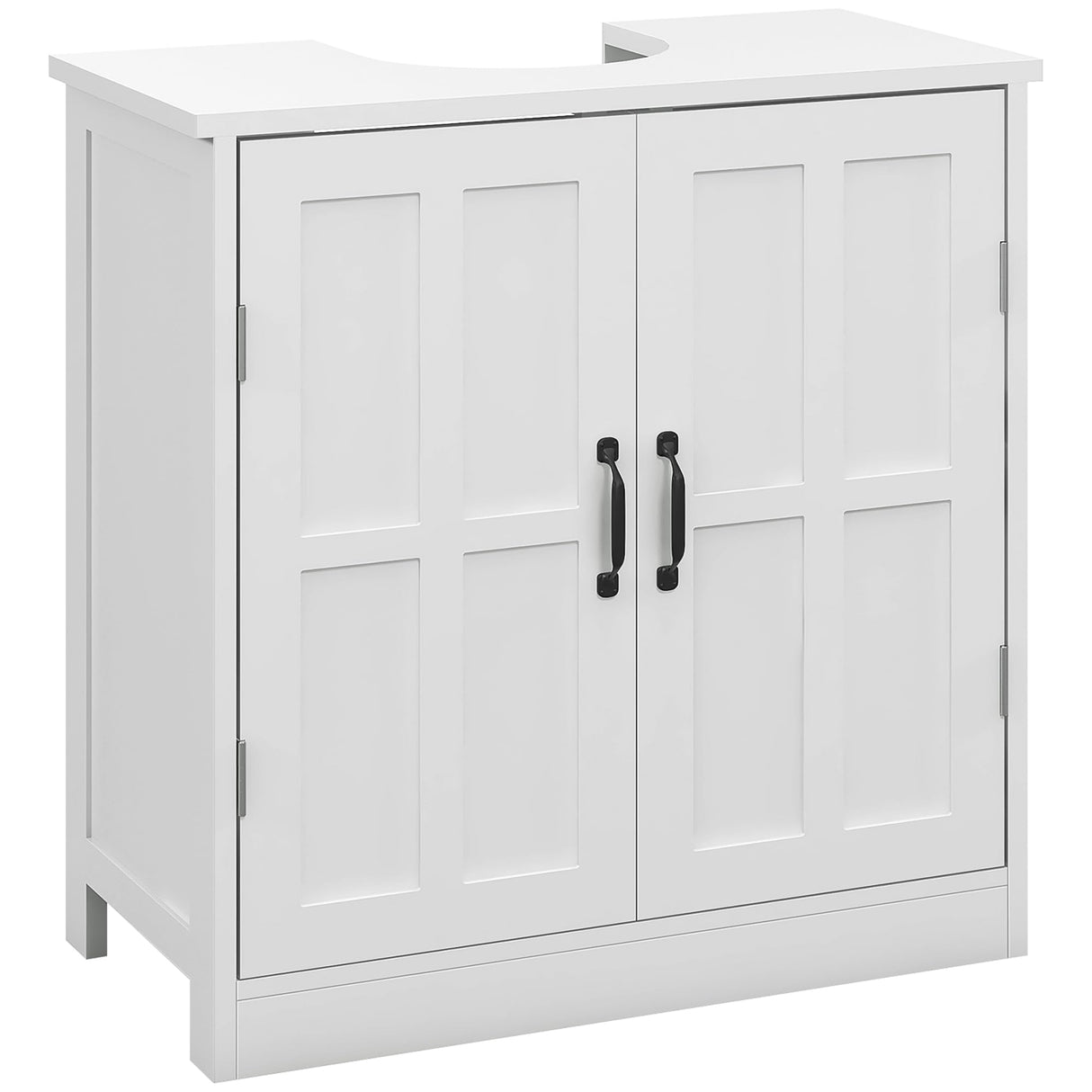 kleankin Pedestal Sink Storage Cabinet, Under Sink Cabinet, Bathroom Vanity Cabinet with Double Doors and Adjustable Shelf, White kleankin