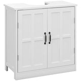 kleankin Pedestal Sink Storage Cabinet, Under Sink Cabinet, Bathroom Vanity Cabinet with Double Doors and Adjustable Shelf, White kleankin