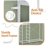 47 Inch White Dresser with LED Lights & Hanging Rack, 5 Drawer Fabric Dresser with Charging Station and Shelves, Tall Closet Organizer for Bedroom Clothes Storage Harpaq