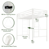 MUTICOR Twin Loft Bed Frame for Juniors and Adults with Safety Guardrail and Ladder,Metal Slats Support, Small Space Saving Furniture for Bedroom Kids Room and Dorm,White MUTICOR