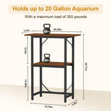 Snughome 10-20 Gallon Fish Tank Stand, Aquarium Stand 2-Tier Storage Shelves, Heavy Duty Terrarium Stand for Home Office Fish Tank Shelf, 24" L x 11.8" W x 30.7" H, Rustic Brown Snughome