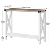 HOOBRO Farmhouse Console Table, Narrow Entryway Table, Sofa Table with 2 Open Shelves, for Hallway, Living Room, White and Greige WG08XG01 HOOBRO