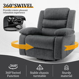 Korser Recliner Chair, Wide Rocker Chair, Rocking Chair with Massage and Heat,360°Swivel Nursery Rocking Chairs, Oversized Recliner for Adults, Cashmere Reclining Sofa for Living Room, Grey Korser