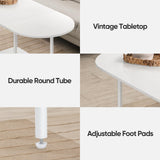 White Coffee Tables for Living Room,Mid Century Oval Center Table with Storage Shelf and Wood Tabletop,2-Tier Modern Narrow Cocktail Tea Table for Small Space,Small Apartment KANEODOT