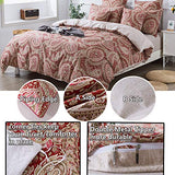 FADFAY Paisley Duvet Cover Set 100% Cotton Ultra Soft Red and Beige Reversible Paisley Bedding Set with Hidden Zipper Closure 3 Pieces, 1Duvet Cover & 2Pillowcases, King/California King Size FADFAY
