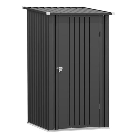Greesum 3×3FT Outdoor Storage Shed, Metal Sheds with Sloping Roof and Lockable Single Door, Steel Tool Shed for Backyard, Bike, Patio, Garage, Lawn, Black Greesum