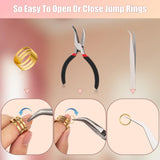 Amrules 1200 Pcs Jump Rings for Jewelry Making Supplies, Necklace Repair Kit with Open/Close Tools, Pliers, Tweezers, Lobster Clasps, Jewelry Jump Rings for Crafts and Key Chains (Silver and Gold) Amrules