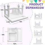 iLink-outer White Bounce House for Big Kids 8-12 with Slide Ball Pit Blower White Oxford Inflatable 15FTx 14FT Kids Birthday Party, Robust and Easy to Install with Repair Kit iLink-outer