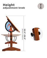 DJAR Adjustable Wooden Drafting Table, 35"x24" Walnut Drawing Desk for Art, Sketching, Painting & Writing DJAR