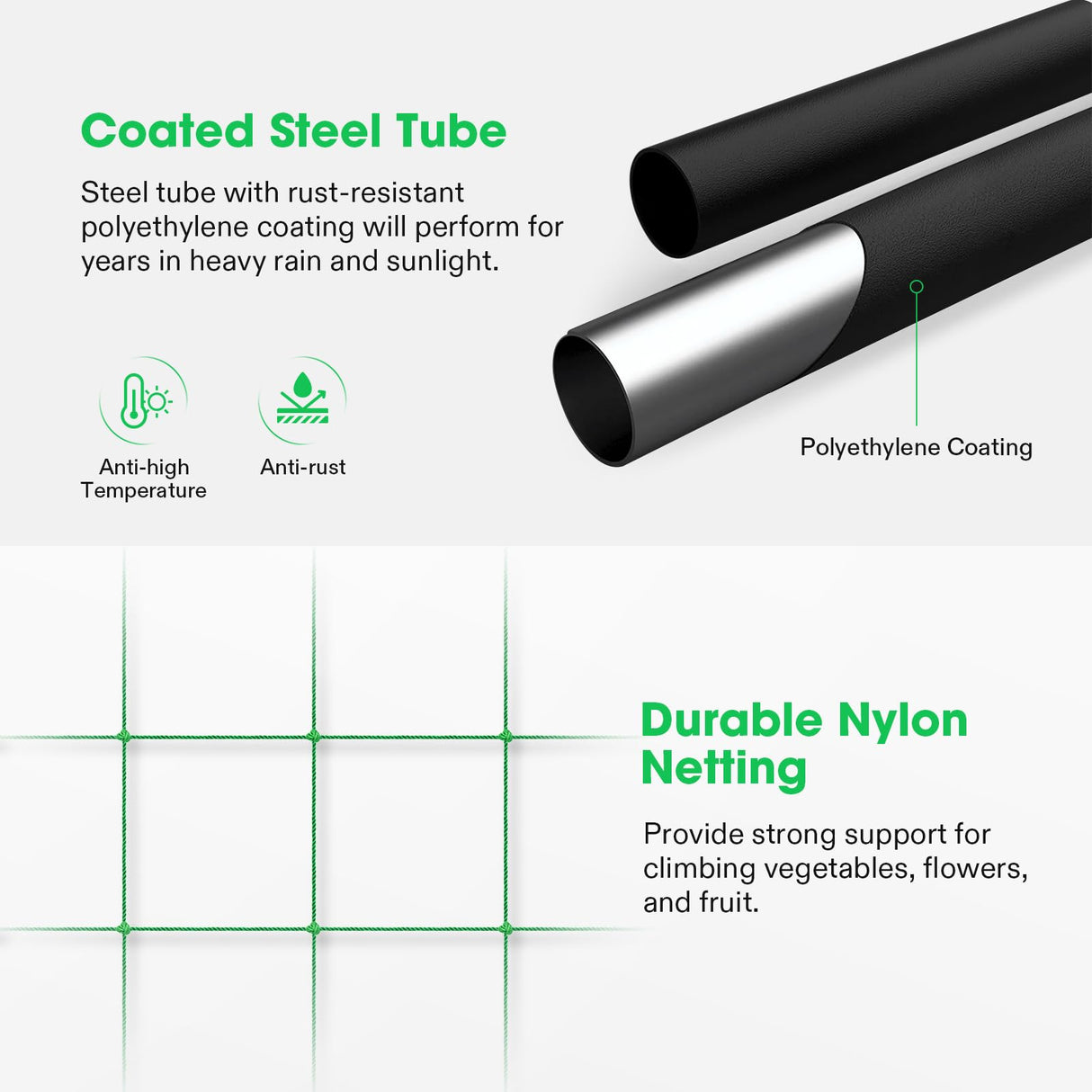 VIVOSUN 7Ft. Arch Trellis for Climbing Plants, 7 x 6 x 7ft Tall Metal Tunnel Trellis, Lightweight Metal Plant Support Archway with Nylon Netting for Climbing Vine, Vegetables, Fruits, Flowers, Black VIVOSUN