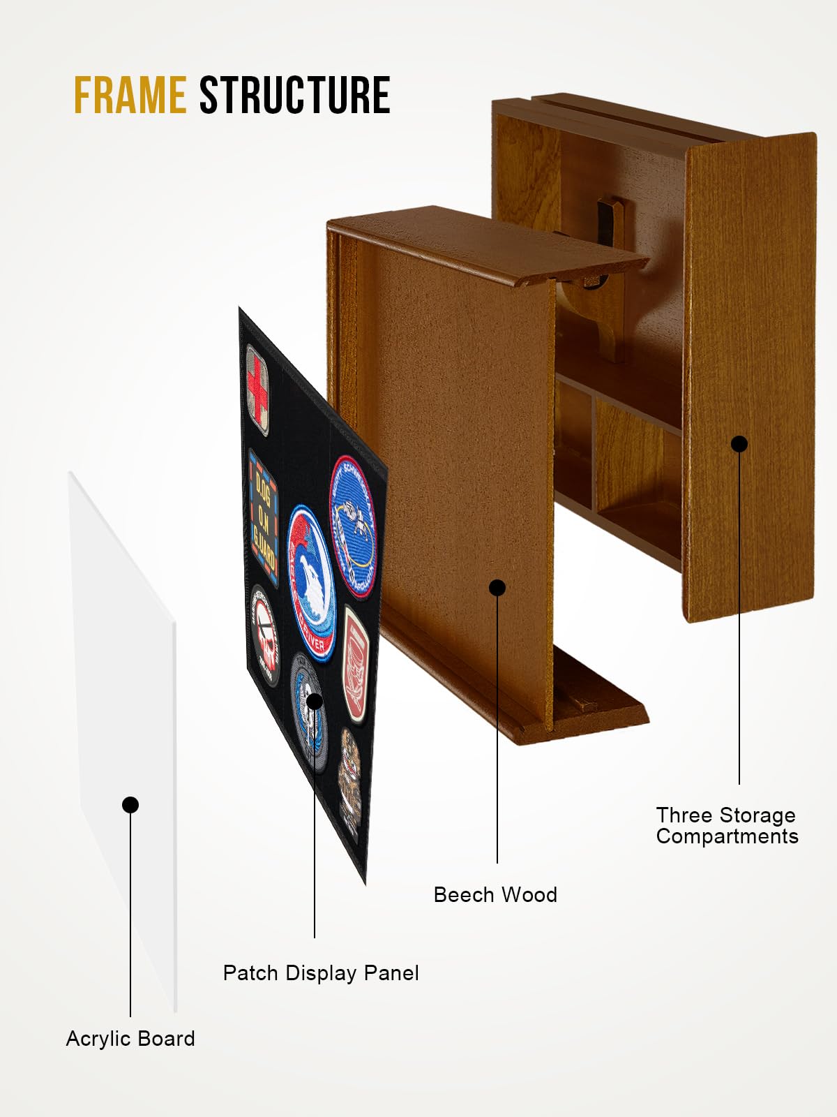 Concealment Furniture, Concealment Shelf Wall Mounted Hidden Storage Box Compartment Furniture Hidden Shelf Wooden Picture Photo Frame with Patches Display Panel(Black Ebony) 1TG Tactical