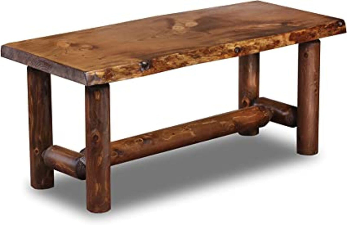 Southern Rustic LOGWERKS Live Edge Log Pine and Cedar Coffee Table (Honey Pine) - WoodArtSupply