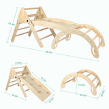 Pikler Triangle Toddler Climbing Toys Set, 5 in 1 Foldable Wooden Indoor Triangle Set with Triangle Ladder, Climbing Ramp, Arch Climber, Rocker, and Slide for Montessori Gym Toys for Kids (Small) BSZGYU