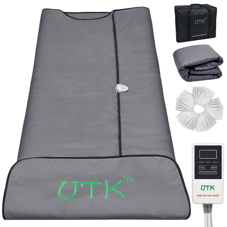 UTK Infrared Sauna Blanket, Portable Sauna for Home SPA, Fast Sweat & None Smell Infrared Sauna to Relax & Detox Your Body and Mind, (71"*71") Full-Size Home Sauna with 50 Plastic Wraps UTK