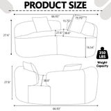 HRVEOCEI 67" White Curved Loveseat Sofa with 2 Pillows, Boneless Curved Couch with Round Armrest, Cloud Sofa for Living Room Bedroom Small Spaces, Teddy, Modern, Compressed, No Assembly (White-1) HRVEOCEI