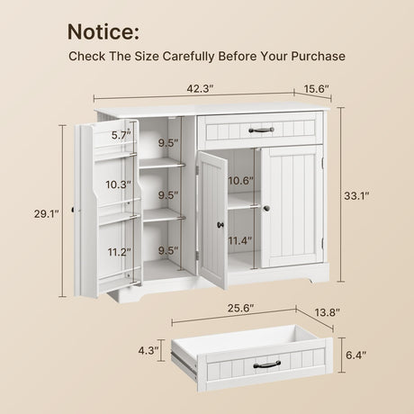 Gizoon Kitchen Sideboard Buffet Cabinet with Storage Small Coffee Bar Cabinet with Drawer, Kitchen Pantry Storage Cabinet with Door and Shelves for Bathroom and Living Room Gizoon