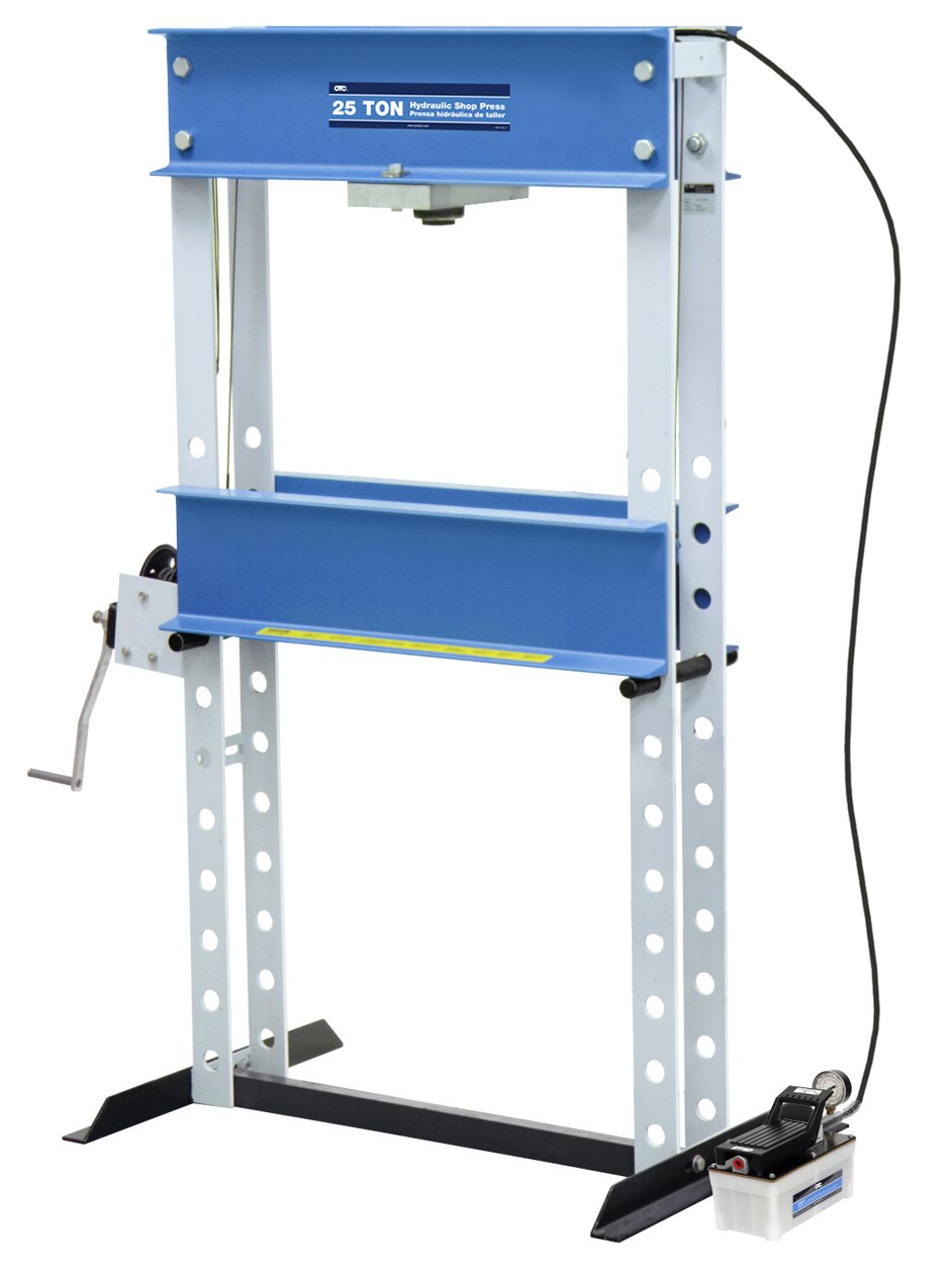 OTC 1834 25-Ton Capacity Shop Press with Air-Driven Hydraulic Pump OTC