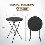 VINGLI 32" Plastic Folding Round Table Bar Height, HDPE Matrial with Gray Metal Finish, High Top Table for Outdoor Party, Cafes, Restaurants, Backyard, Dining Room, Wedding Event,1 Pack, Black VINGLI