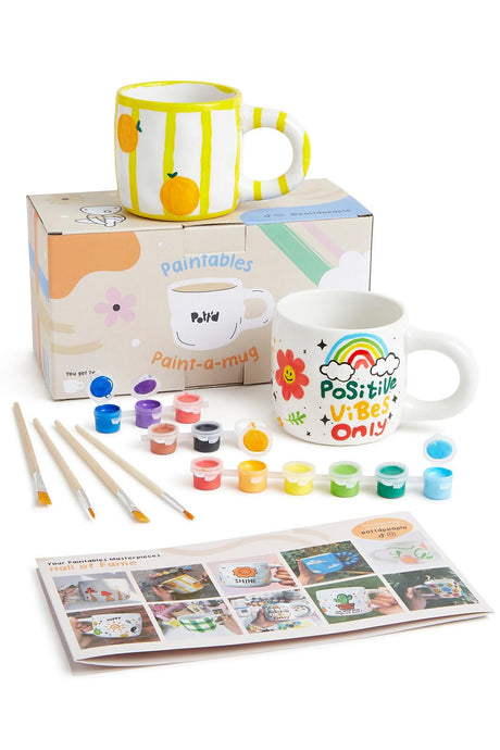 Pott'd Paintables Paint Your Own Mug Kit - DIY Mug Painting Kit for Adults. Ceramic Painting Kit for Adults Includes Mugs, Paints, Brushes and Painting Inspiration Guide Pott'd