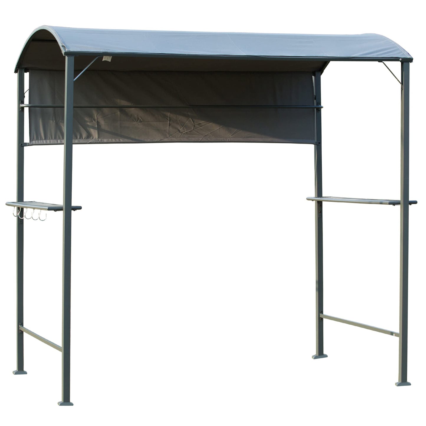 Outsunny 7FT Grill Gazebo BBQ Canopy with Sun Shade Panel Side Awning, 2 Exterior Serving Shelves, 5 Hooks for Patio Lawn Backyard - WoodArtSupply