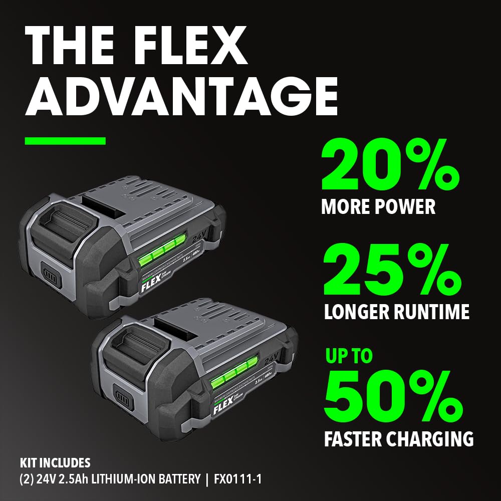 FLEX 24V Brushless Cordless 4-Tool Combo Kit: Drill Driver, Impact Driver, Reciprocating Saw, Work Light with (2) 2.5 Ah Lithium Batteries and 160W Fast Charger - FXM401-2A FLEX