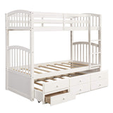 Harper & Bright Designs Twin Over Twin Bunk Bed with Trundle and Storage, Solid Wood Bunk Bed Frame with 3 Drawers for Kids, Teens, Adults (White) Harper & Bright Designs