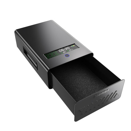 Slider Gun Safe for Nightstand, Desk, Bed Side,Truck，Auto Sliding drawer Hand Gun Safe for Pistol with Fingerprint, Handgun Lock Box with USB Power port,Safe for Valuable Items Teentan