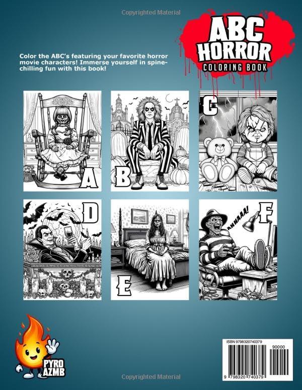 Horror Abc ABC Horror Coloring Book: Iconic Movie Horror Characters ABC Coloring ...