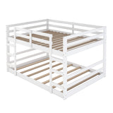 Harper & Bright Designs Full Over Full Low Bunk Bed with Headboard and Footboard, Solid Wood Floor Bunk Bed with Ladder, for Toddlers Kids Boys Girls - White Harper & Bright Designs
