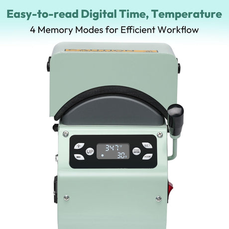 OFFNOVA Hat Heat Press Machine for Caps with 2 Interchangeable Platens, Temp & Time Control with Auto Countdown, Efficient Heat Transfer for HTV Iron On and Sublimation Projects (Auto-Green) OFFNOVA