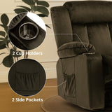 COMHOMA Recliner Chair,360°Swivel Rocker Recliners with Cup Holders&Side Pockets,Manual Reclining Single Sofa,Fabric Upholstered Lounge Chairs for Living Room,Black COMHOMA