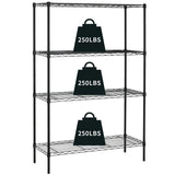 NChanmar 4 Tier Wire Shelving Unit Storage Shelves Shelf Organizer 54"x36"x14" Heavy Duty Metal Storage Rack Wire Rack NSF Height Adjustable for Laundry Bathroom Kitchen Garage Shelving (Black) NChanmar