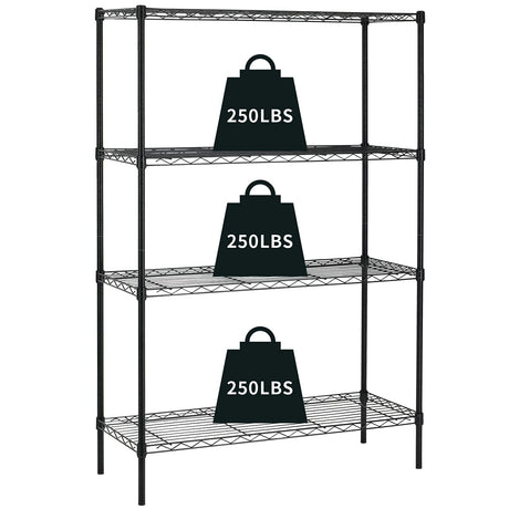 NChanmar 4 Tier Wire Shelving Unit Storage Shelves Shelf Organizer 54"x36"x14" Heavy Duty Metal Storage Rack Wire Rack NSF Height Adjustable for Laundry Bathroom Kitchen Garage Shelving (Black) NChanmar